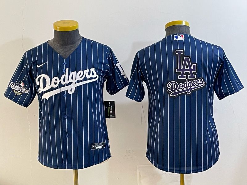Youth 2026 Los Angeles Dodgers Blank Drak Blue Stripe Game Nike MLB Jersey style 008->youth mlb jersey->Youth Jersey